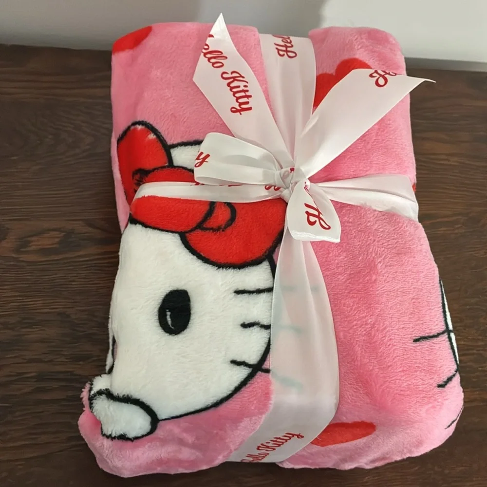 NWT- Sanrio- Hello Kitty- Pink Velvety Smooth- Silk Touch Throw Blanket 50x60